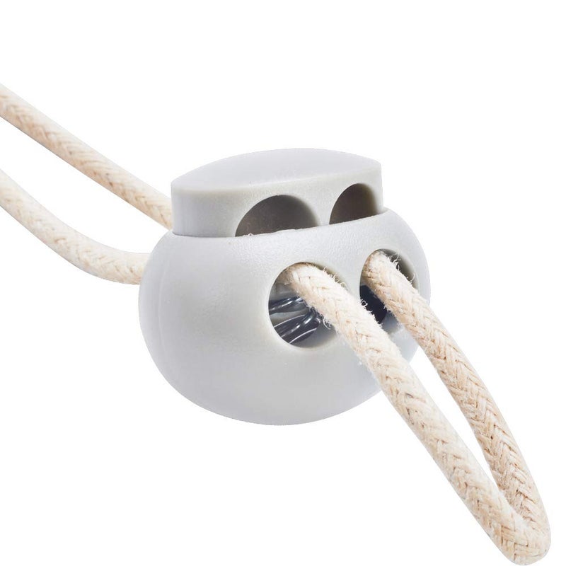 DYZD Plastic Cord Lock End Toggle Double Hole Spring Stopper Fastener Slider Toggles End (White 10PCS) - Image 3